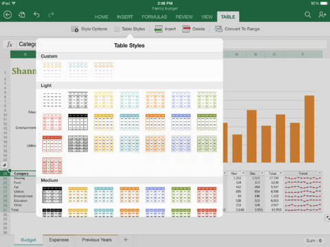 office excel for ipad