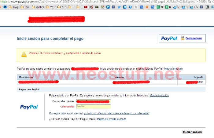 paypal problema de pago