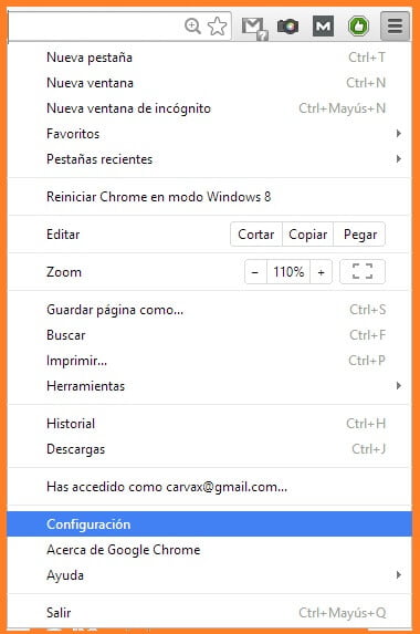 herramientas configuracion google chrome