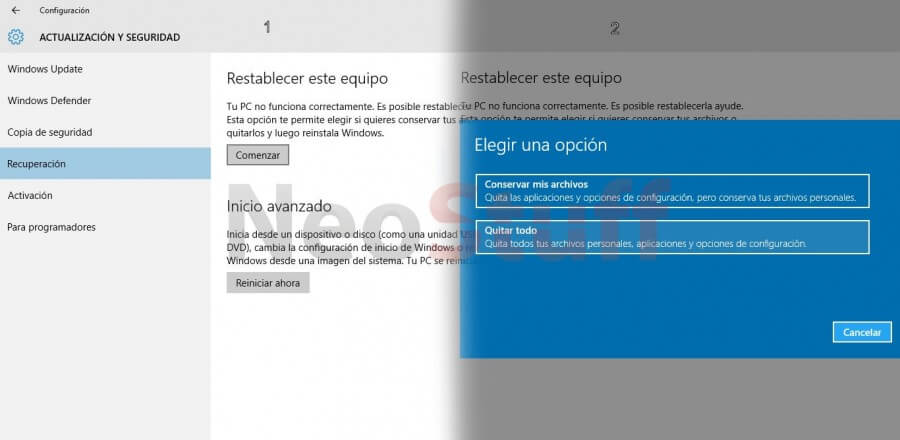 Formatear Desde Restablecer Equipo Windows 10 Neostuff