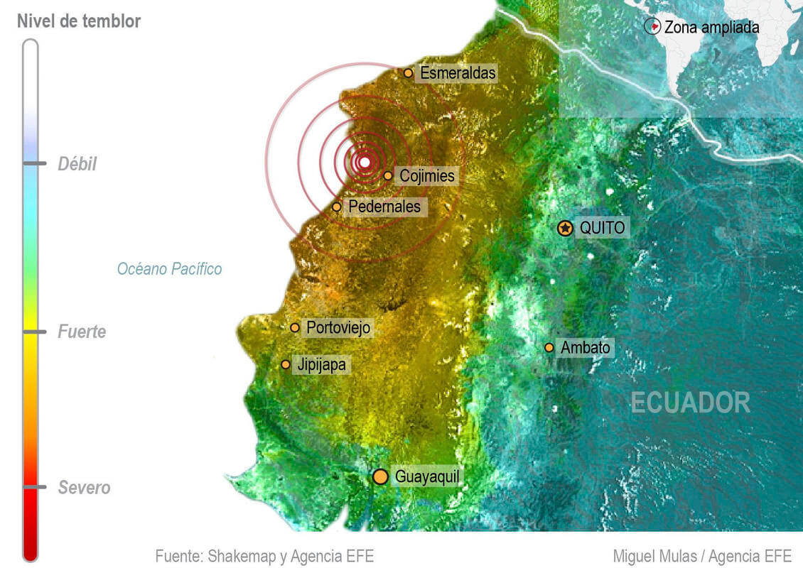 GRA289. MADRID, 17/04/2016.- Detalle de la infografía de la Agencia EFE "Terremoto de 7,8 grados en Ecuador" disponible en http://infografias.efe.com. EFE/